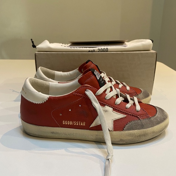 Golden Goose Superstar Penstar Sneaker Orange Leather/White/Ice sz 38 New in Box - Picture 2 of 12